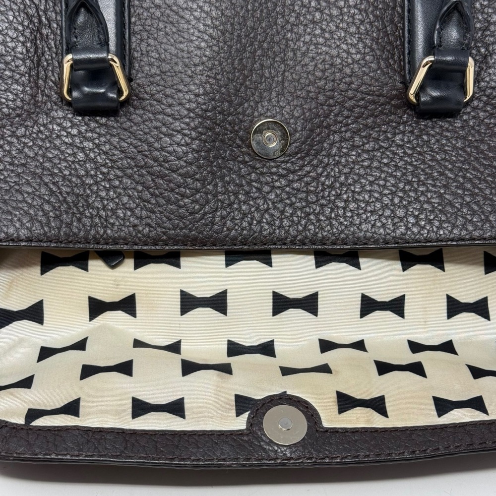 Kate Spade New York Pebbled Leather Satchel Brown Taupe Crossbody Bag Designer - Picture 10 of 12